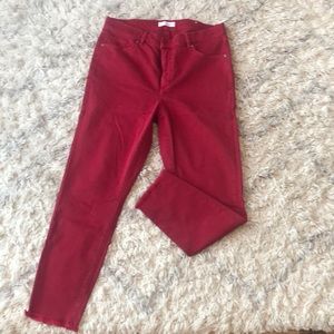 Red denim jeans